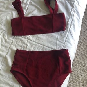 Burgundy High-Rise Bikini Set
